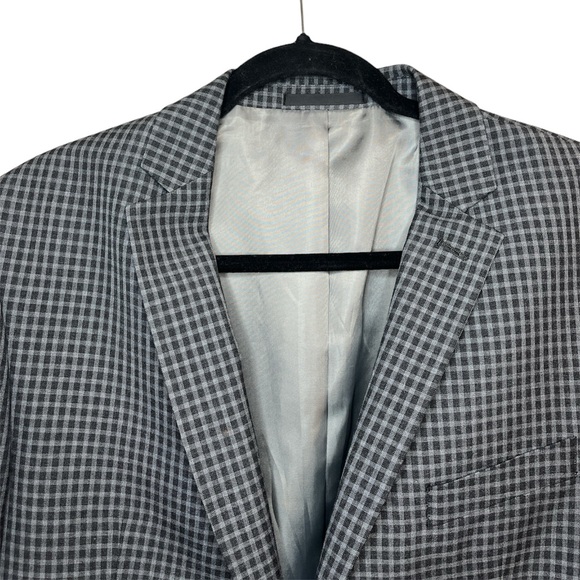 Kenneth Cole Reaction | Black and Grey Checkered Suit Jacket Size 42R - Picture 6 of 9